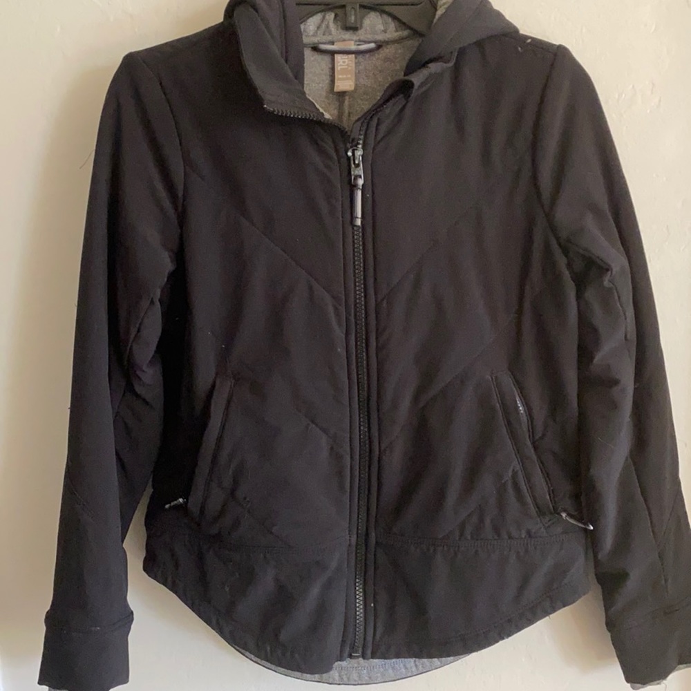 Athleta Girl size 8-10 black hooded jacket.
